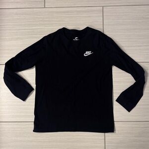Boys Nike Black Long Sleeve Shirt with White Logo